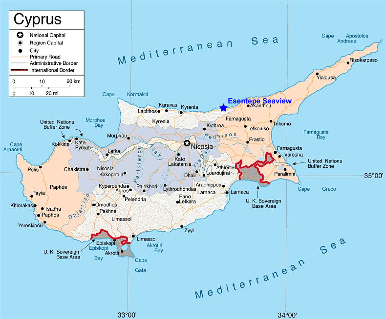 map of Northern Cyprus
